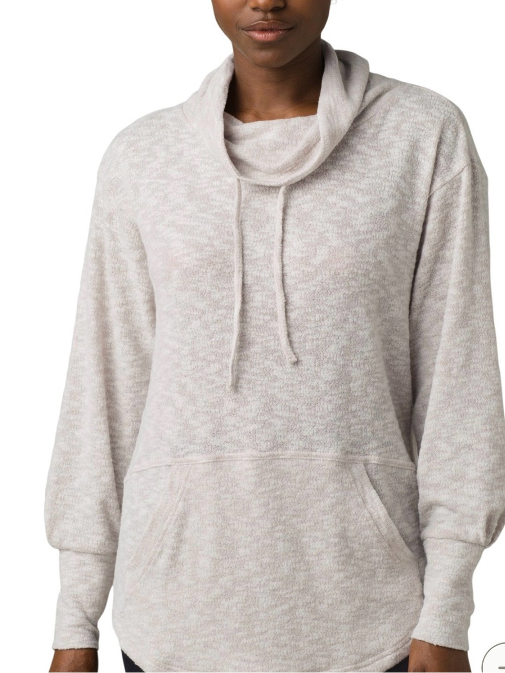 Prana Frieda Oatmeal Cowl Neck Long Sleeve Pullover Pocket Tunic Size Small